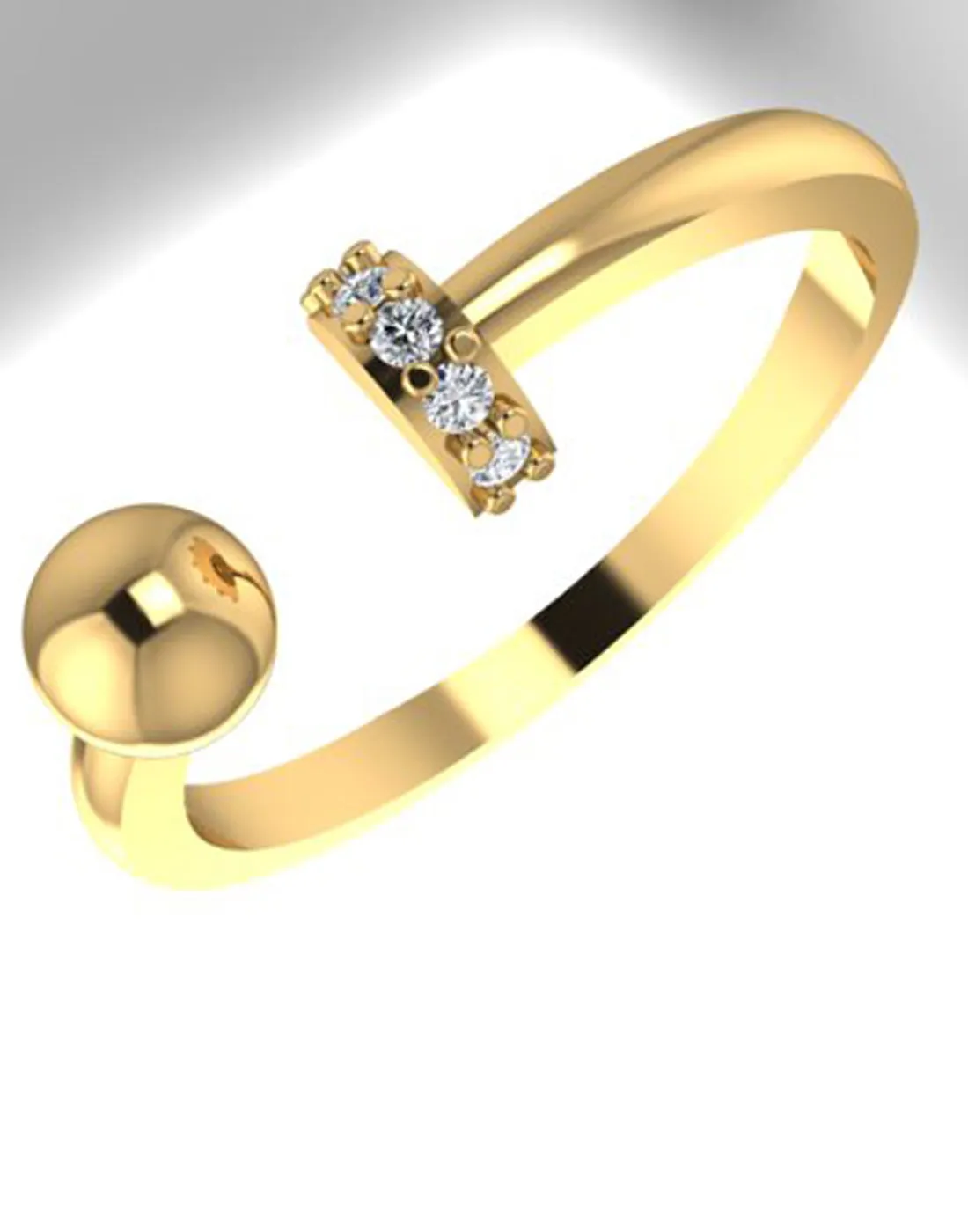 GoldPlated 925 Sterling Silver Adjustable Crystal Ring