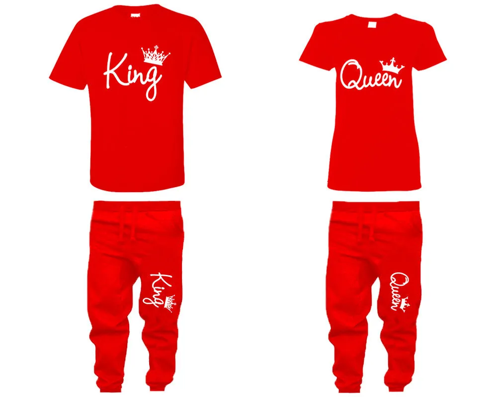 King and Queen Couple Matching Shirts and Jogger Pants, Shirt & Jogger Pants Top & Bottom Matching Set