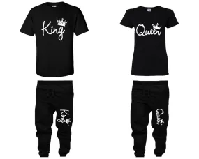 King and Queen Couple Matching Shirts and Jogger Pants, Shirt & Jogger Pants Top & Bottom Matching Set