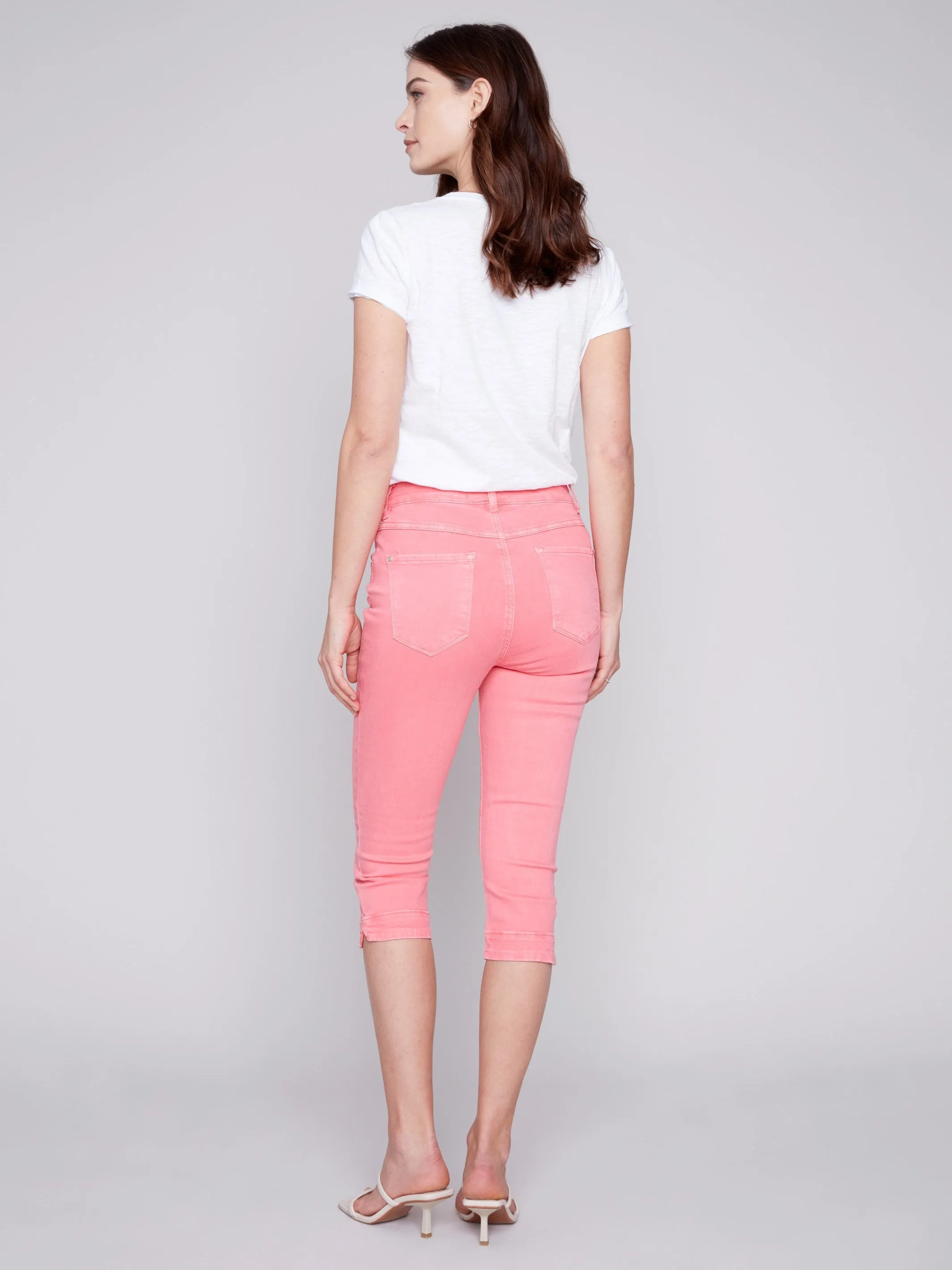 Knee High Capri Twill Pants - Flamingo