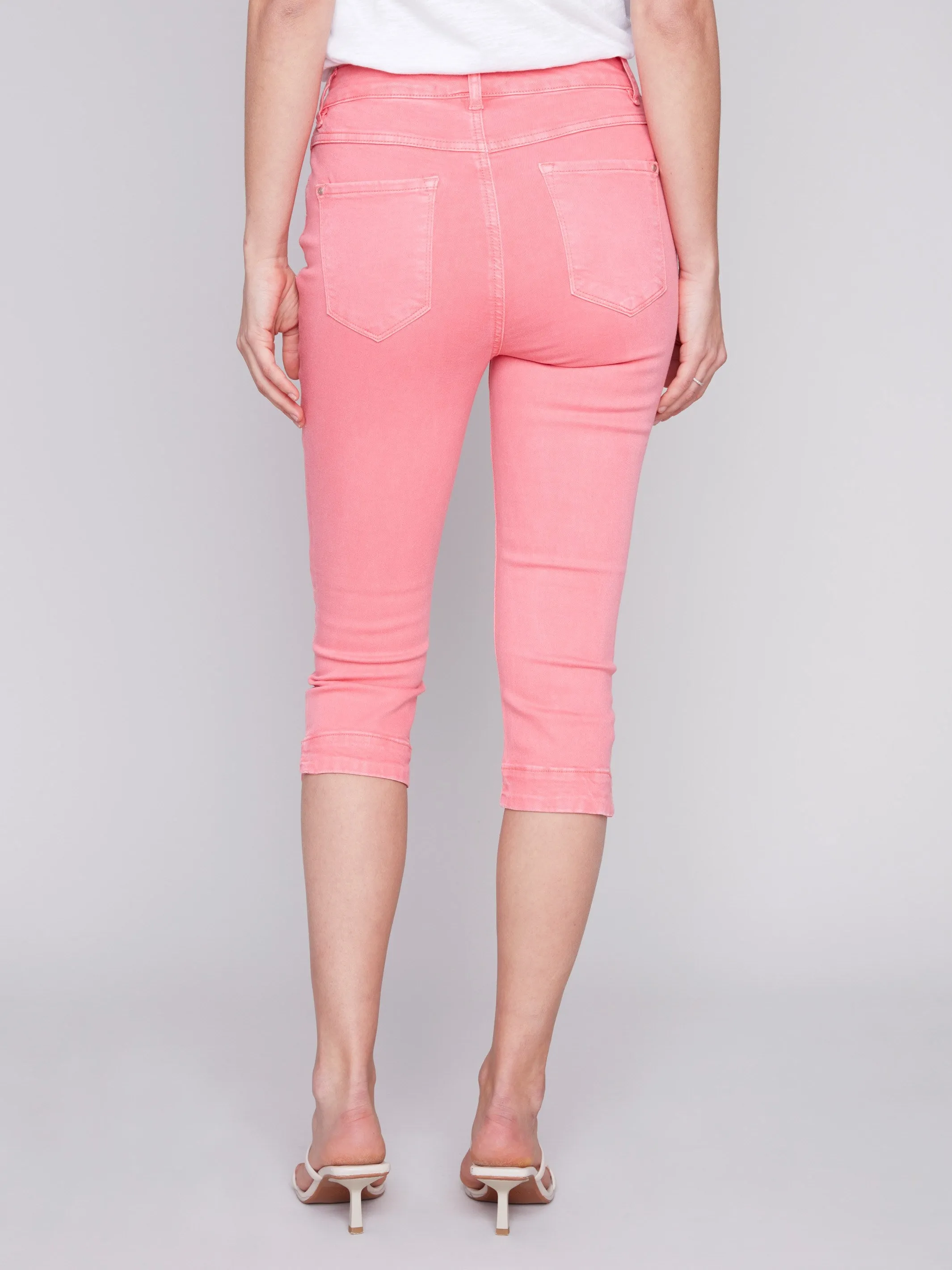 Knee High Capri Twill Pants - Flamingo