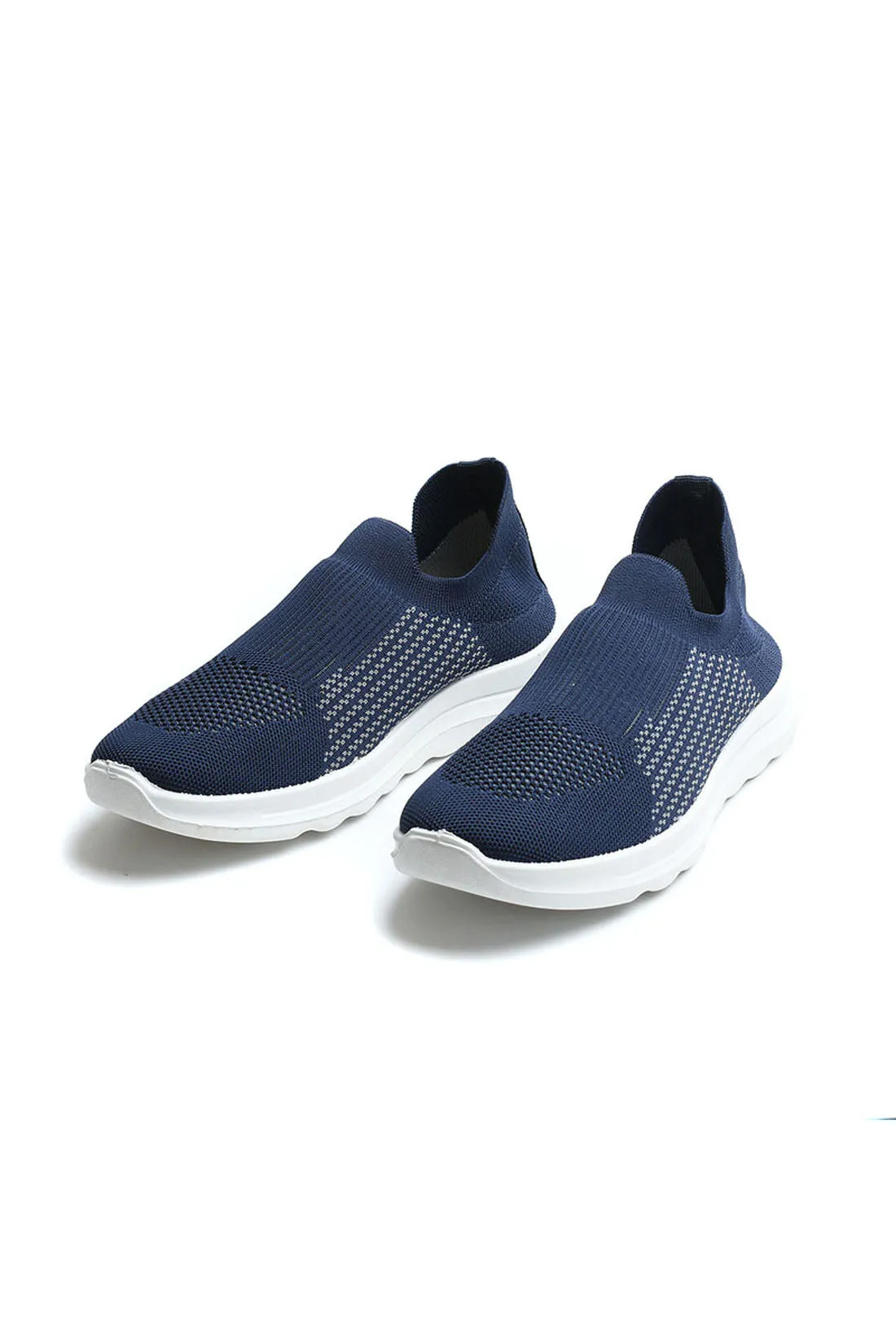 Knit Sneakers - Sportive Canvas Sock - Slip-On - Navy