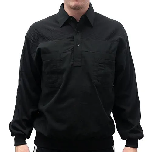 LD Sport Four Pocket Woven Long Sleeve Banded Bottom Shirt -Black- Big and Tall