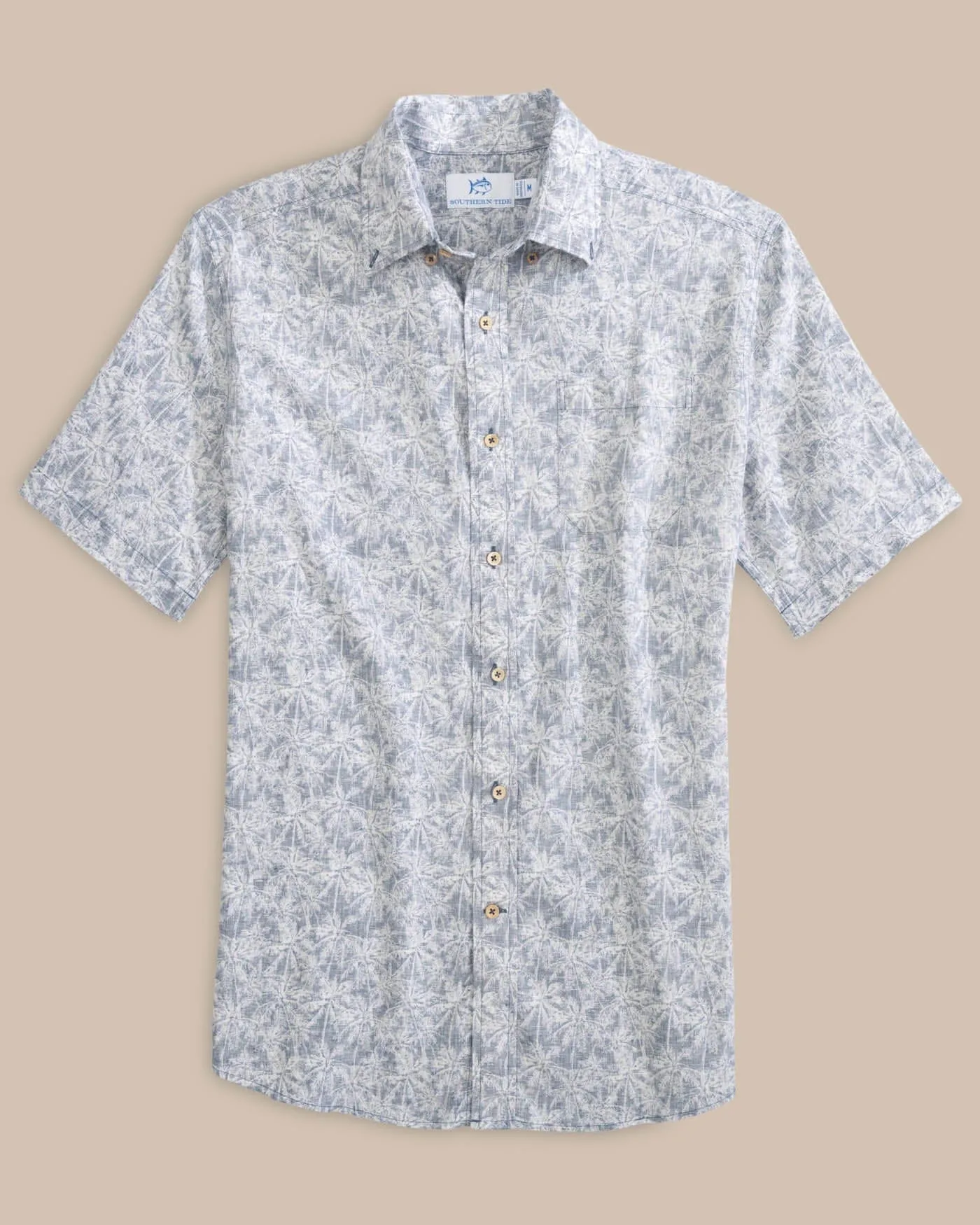 Linen Rayon Keep Palm and Carry On Print Sport Shirt