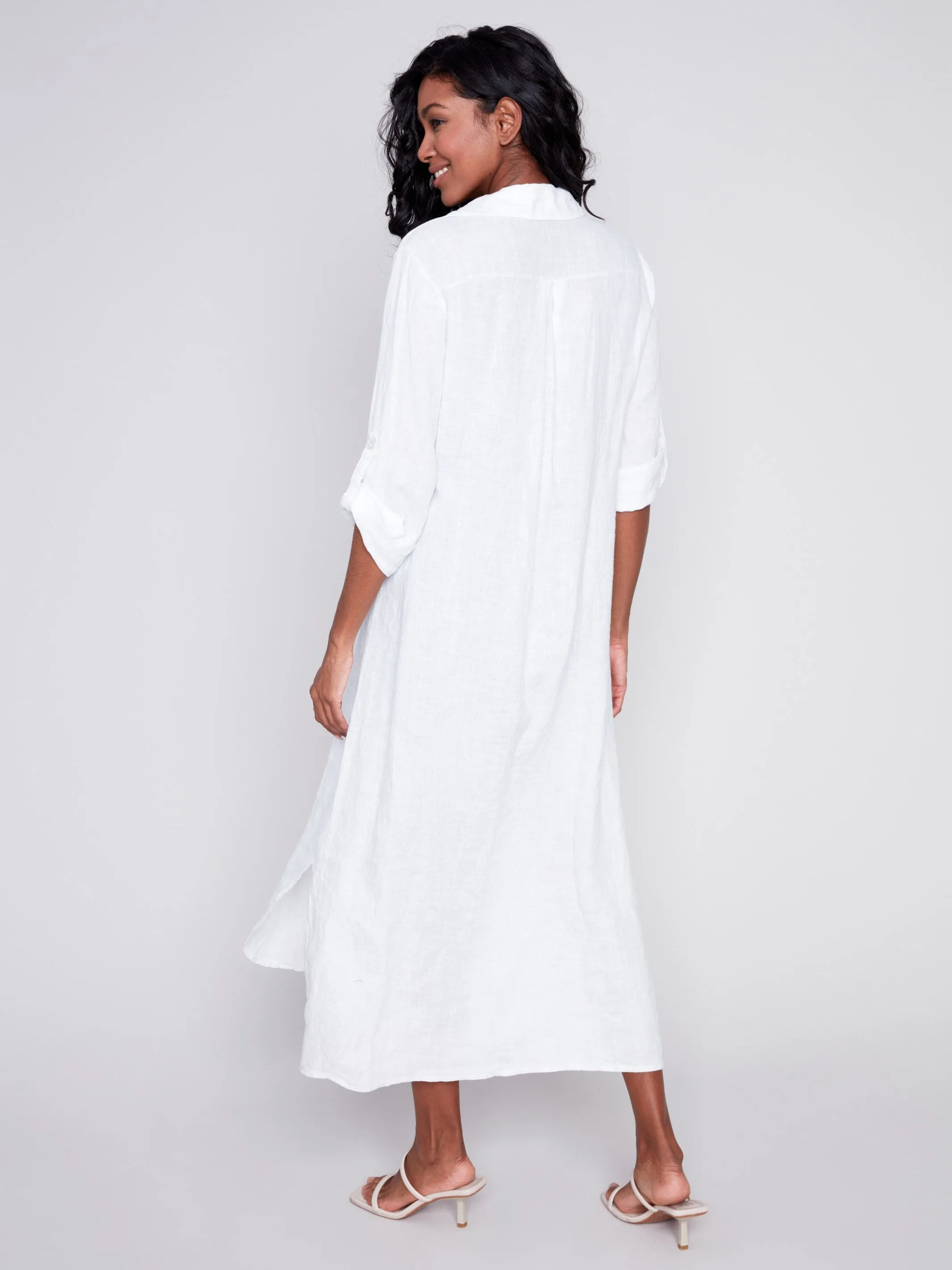 Long Linen Tunic Dress - White