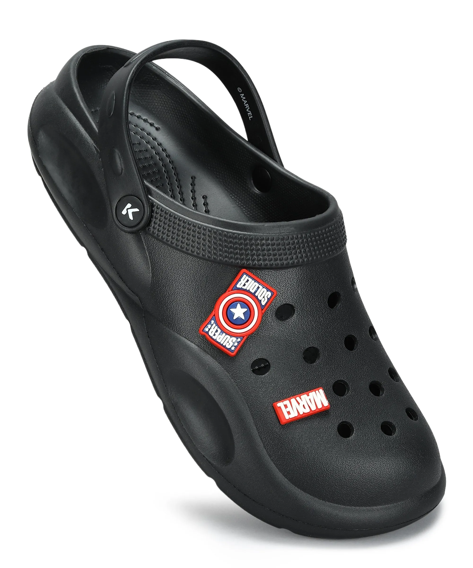 Marvel Captain America EVMK10923 Men's Casual Black Clogs | Stylish Waterproof, Lightweight Clogs for Men with Durable Anti-Skid Sole | Ideal for Outdoor Use