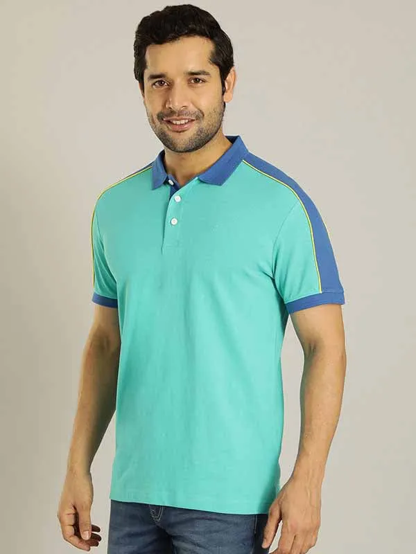 Men Color Block Polo T-Shirt