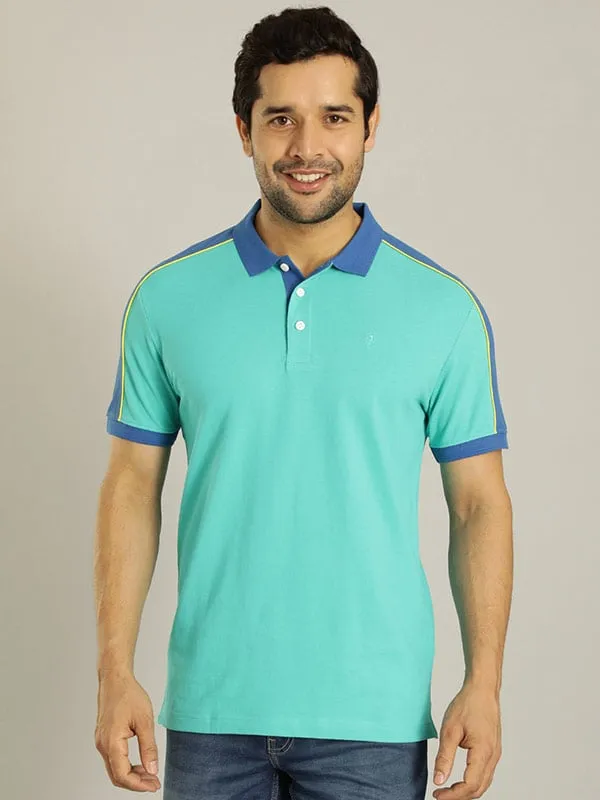 Men Color Block Polo T-Shirt