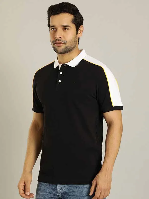 Men Color Block Polo T-Shirt