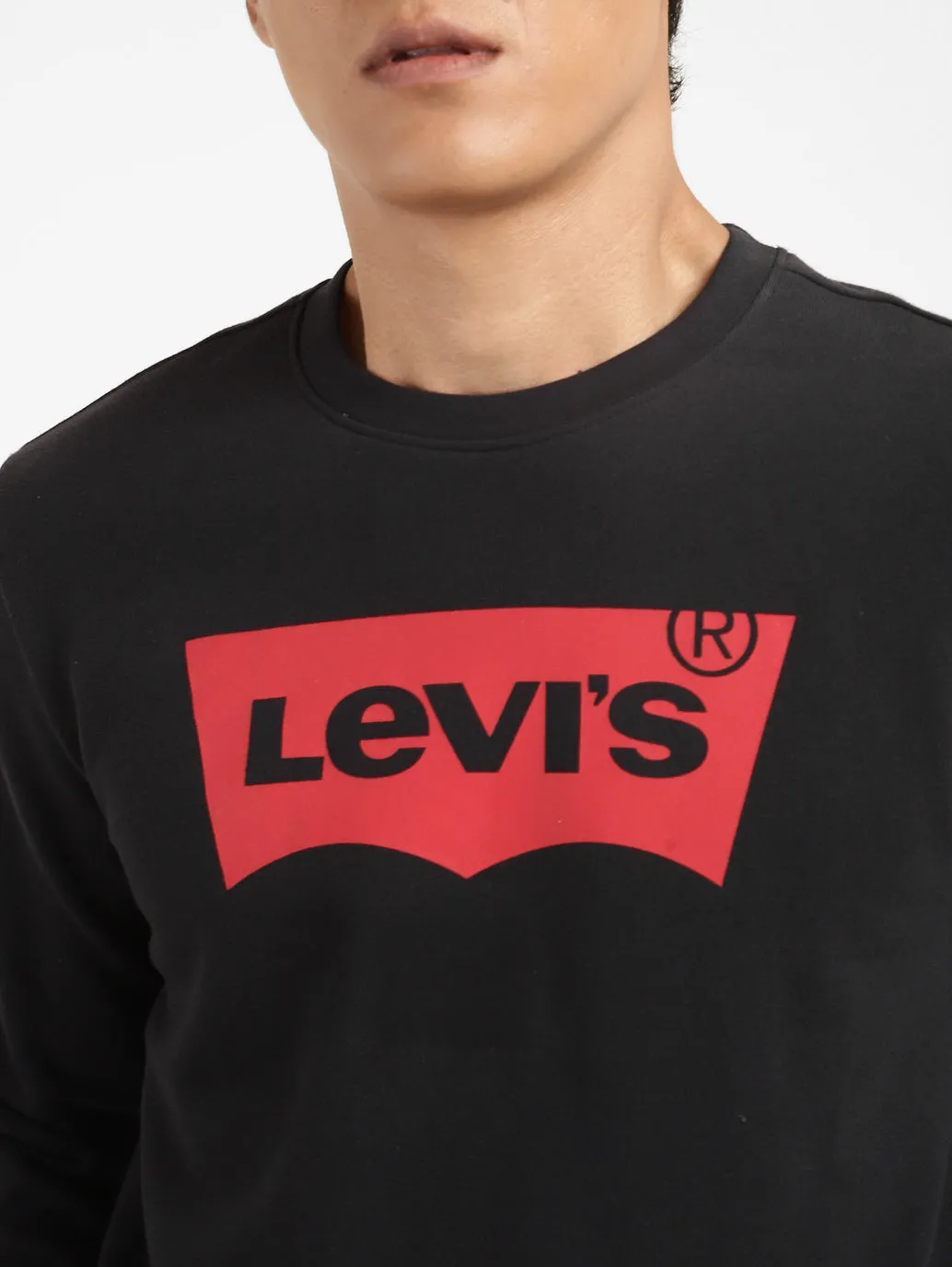 Men's Brand Logo Crew Neck Sweatshirt Black