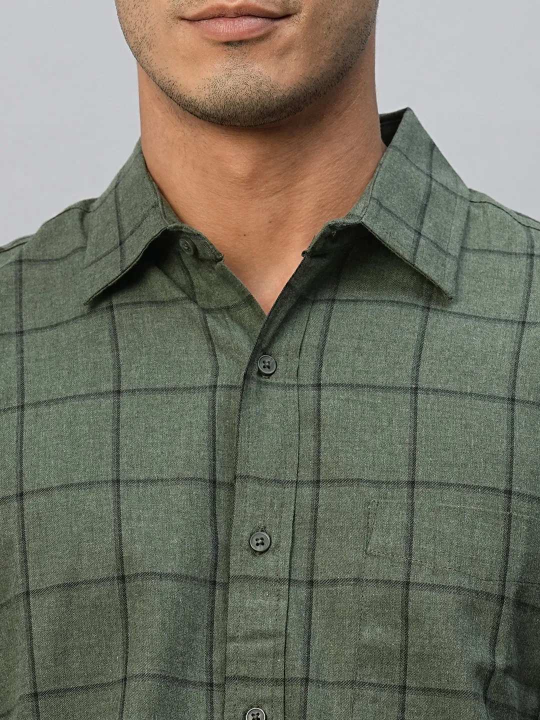 Men's Green Cotton Regular Fit Shirt