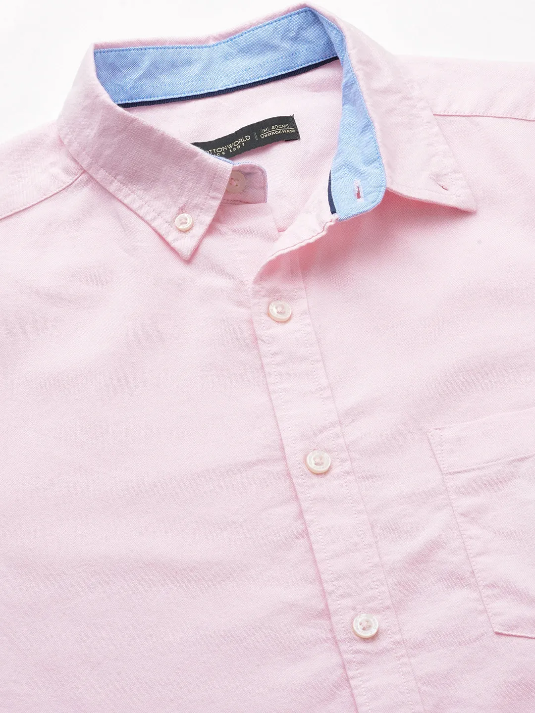 Men's Oxford Pink Cotton Regular Fit Shirt