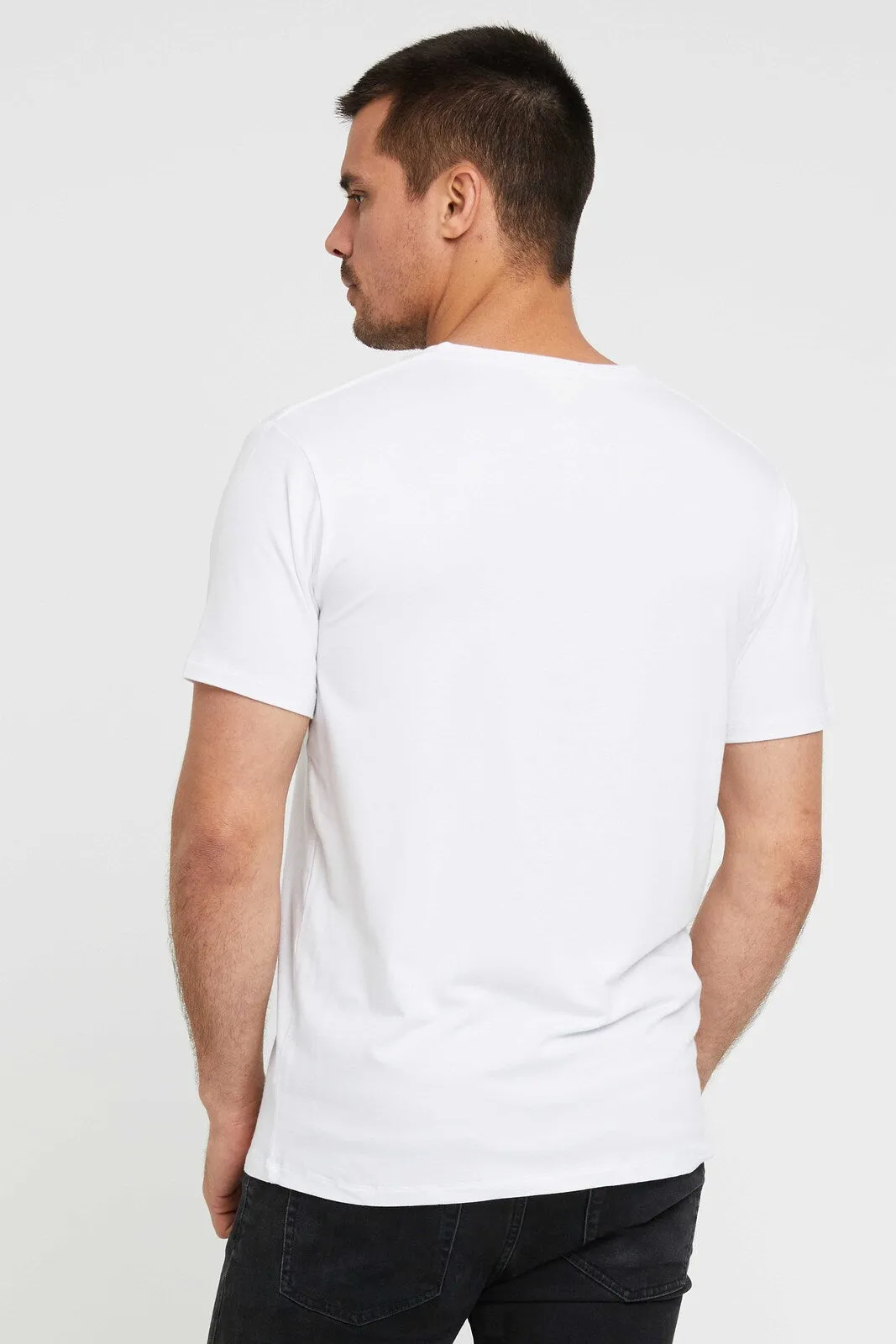 Men's V Neck Tee - White