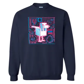 Minecraft Acid Sketch Chicken Fleece Crewneck Sweatshirt