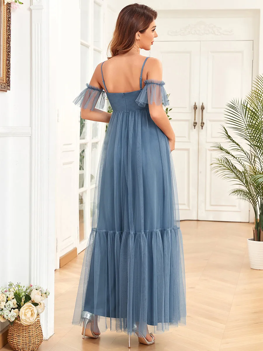 Off Shoulders Wholesale Maternity Dresses with Short Ruffles Sleeves