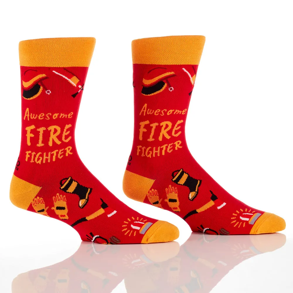 "Fire Fighter" Cotton Dress Crew Socks by YO Sox - Large