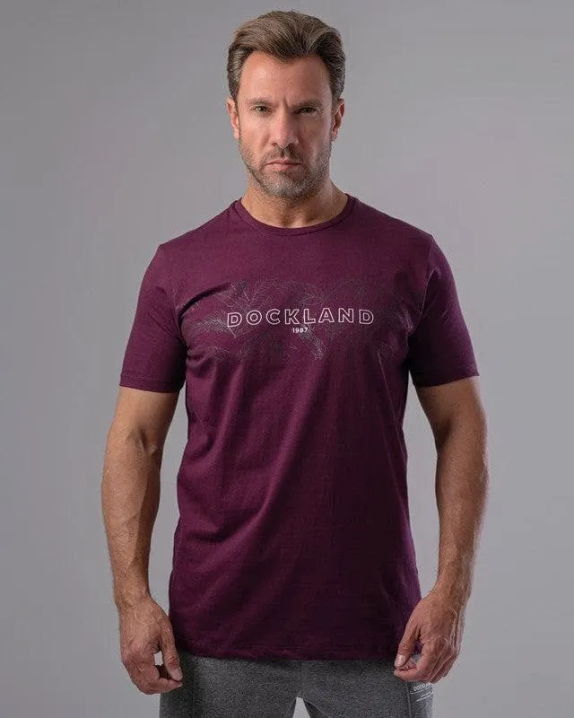 ROUND NECK PRINTED T-SHIRT - BURGUNDY