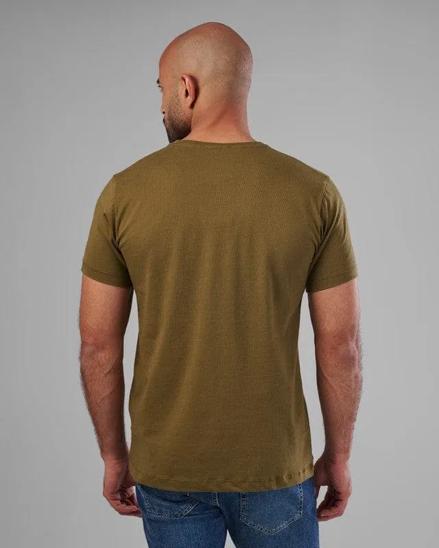 ROUND NECK PRINTED T-SHIRT - DARK OLIVE