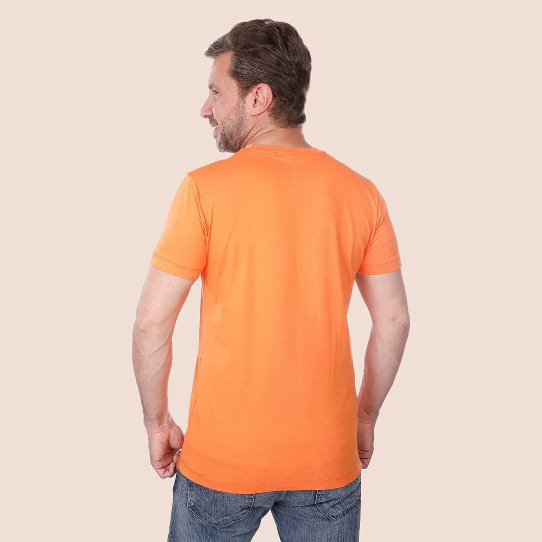 ROUND NECK PRINTED T-SHIRT - ORANGE