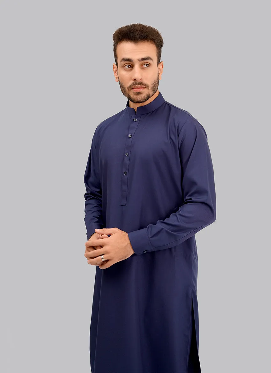 Shalwar Kameez - Kashghar Blue Textured