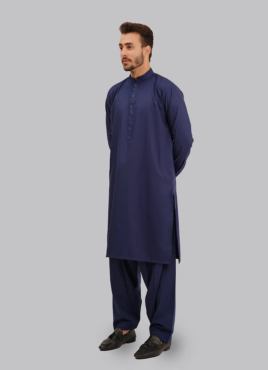 Shalwar Kameez - Kashghar Blue Textured