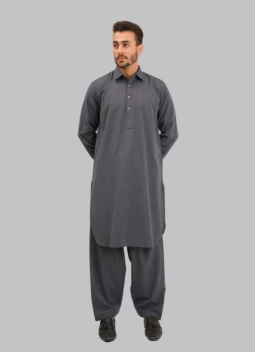 Shalwar Kameez - Kashghar Grey Textured