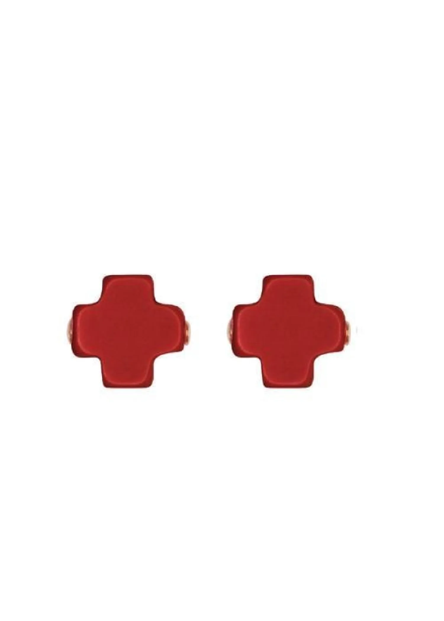 SIGNATURE CROSS STUD EARRINGS - RED