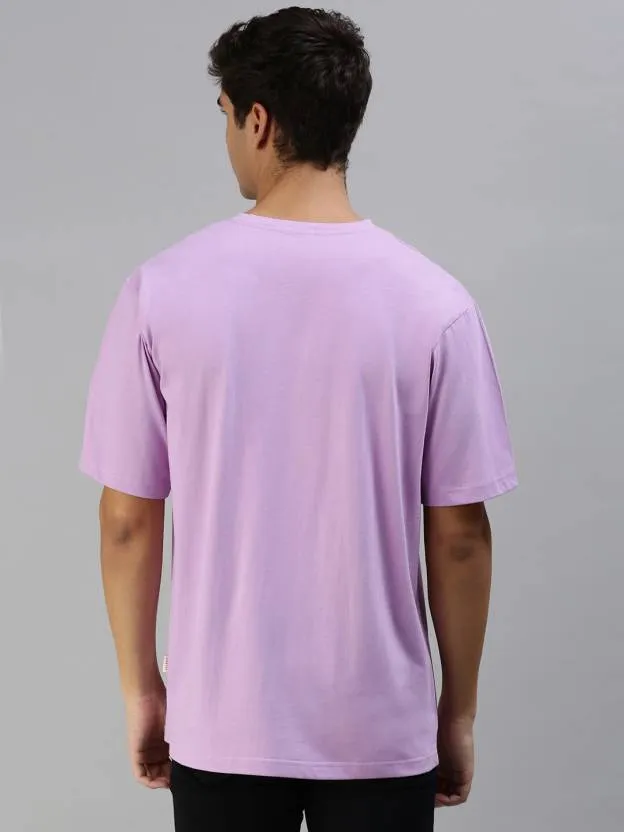 Stay Weird Lilac Oversized Pocket Graphic Printed Tshirt