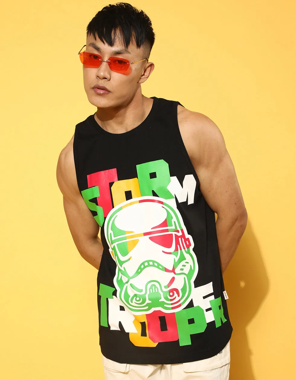 Storm Trooper Black Front Typography Printed Vest