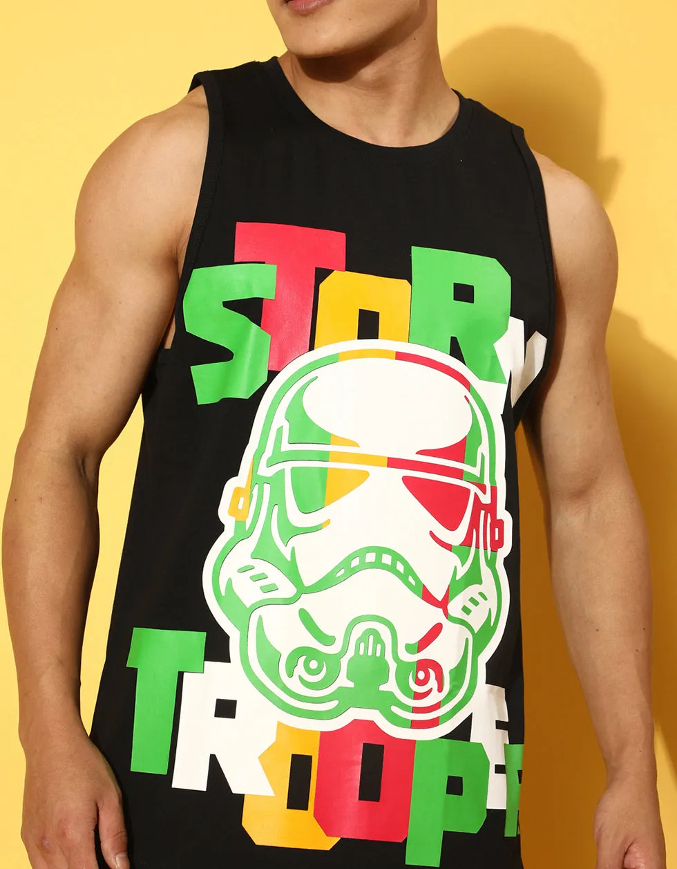 Storm Trooper Black Front Typography Printed Vest