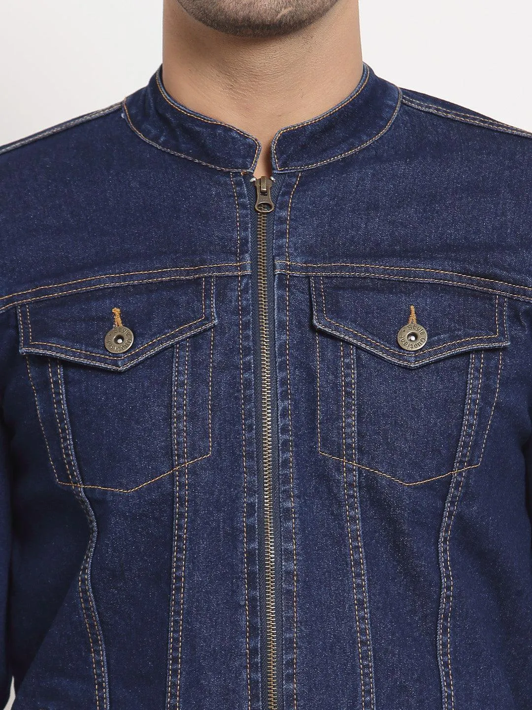 Style Quotient Men Blue Striped Denim Jacket