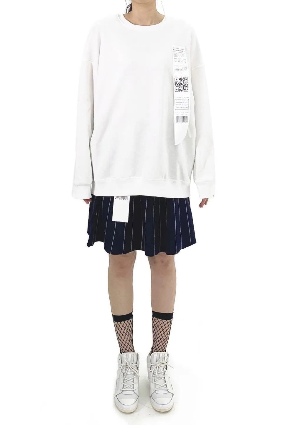 Unisex Oversized Label Sweatshirt in White