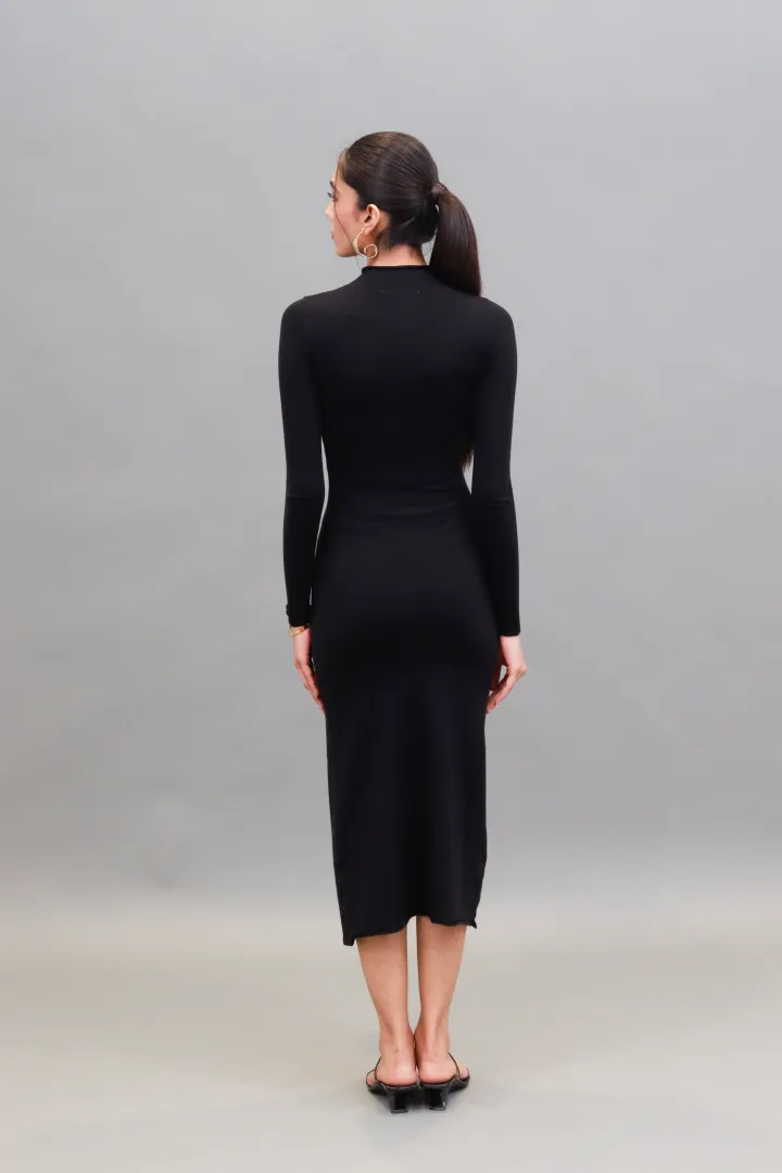 Women Black Turtleneck Bodycon Dress