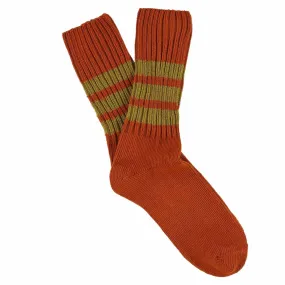 Women Stripes Crew Socks - Orange / Gold